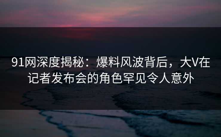 91网深度揭秘:爆料风波背后,大V在记者发布会的角色罕见令人意外 91网深度揭秘:爆料风波背后,大V在记者发布会的角色罕见令人意外
