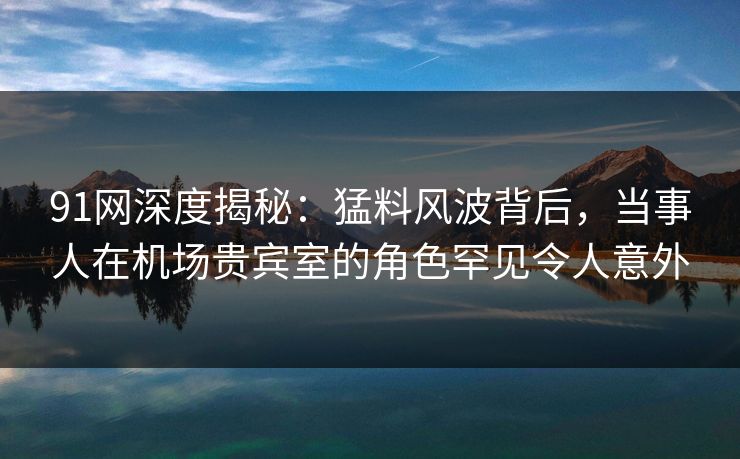 91网深度揭秘：猛料风波背后，当事人在机场贵宾室的角色罕见令人意外