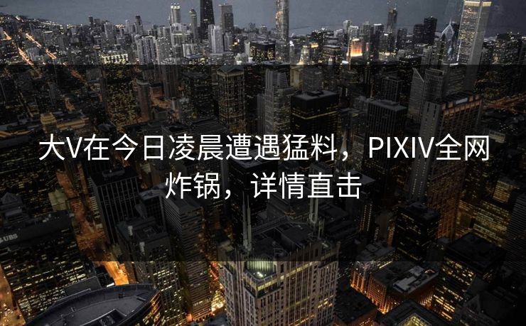大V在今日凌晨遭遇猛料,PIXIV全网炸锅,详情直击 大V在今日凌晨遭遇猛料,PIXIV全网炸锅,详情直击