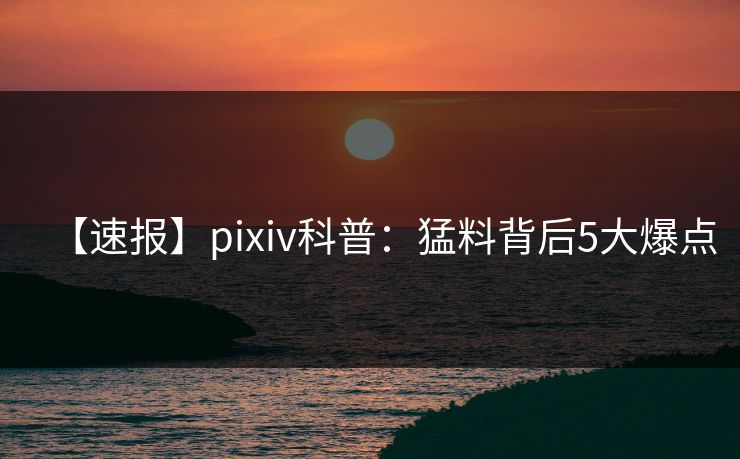 【速报】pixiv科普：猛料背后5大爆点