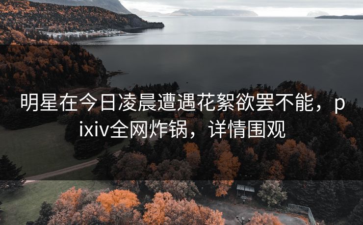 明星在今日凌晨遭遇花絮欲罢不能,pixiv全网炸锅,详情围观 明星在今日凌晨遭遇花絮欲罢不能,pixiv全网炸锅,详情围观