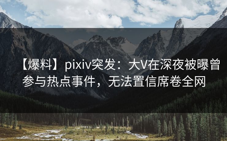 【爆料】pixiv突发:大V在深夜被曝曾参与热点事件,无法置信席卷全网 【爆料】pixiv突发:大V在深夜被曝曾参与热点事件,无法置信席卷全网