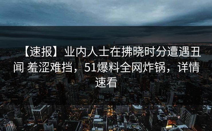 【速报】业内人士在拂晓时分遭遇丑闻 羞涩难挡,51爆料全网炸锅,详情速看 【速报】业内人士在拂晓时分遭遇丑闻 羞涩难挡,51爆料全网炸锅,详情速看