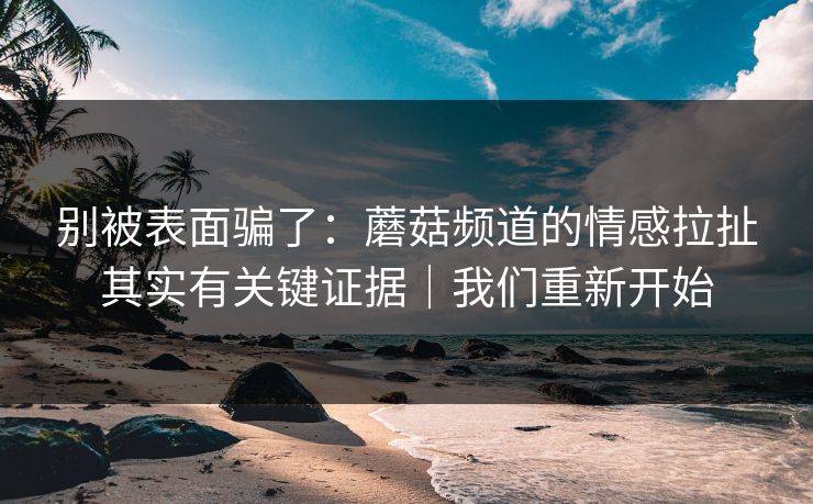 别被表面骗了:蘑菇频道的情感拉扯其实有关键证据|我们重新开始 别被表面骗了:蘑菇频道的情感拉扯其实有关键证据|我们重新开始